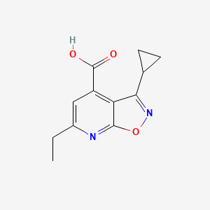 molecular formula C12H12N2O3 B3073757 3-Cyclopropyl-6-ethylisoxazolo[5,4-b]pyridine-4-carboxylic acid CAS No. 1018151-12-6