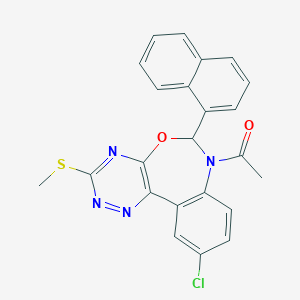 molecular formula C23H17ClN4O2S B307376 1-[10-chloro-3-(methylsulfanyl)-6-(naphthalen-1-yl)[1,2,4]triazino[5,6-d][3,1]benzoxazepin-7(6H)-yl]ethanone 