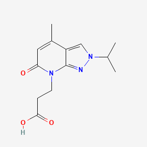 molecular formula C13H17N3O3 B3073767 3-(2-异丙基-4-甲基-6-氧代-2,6-二氢-7H-吡唑并[3,4-b]吡啶-7-基)丙酸 CAS No. 1018163-91-1