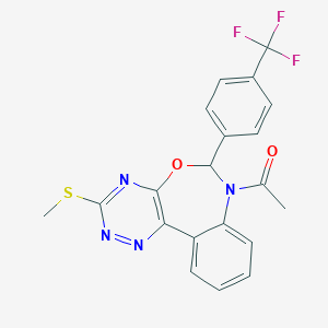 molecular formula C20H15F3N4O2S B307378 7-Acetyl-3-(methylsulfanyl)-6-[4-(trifluoromethyl)phenyl]-6,7-dihydro[1,2,4]triazino[5,6-d][3,1]benzoxazepine 