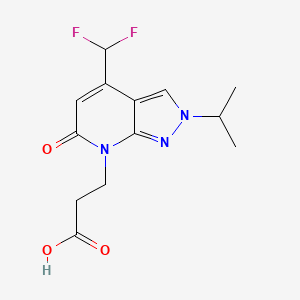 molecular formula C13H15F2N3O3 B3073783 3-(4-(Difluoromethyl)-2-isopropyl-6-oxo-2H-pyrazolo[3,4-b]pyridin-7(6H)-yl)propanoic acid CAS No. 1018164-22-1