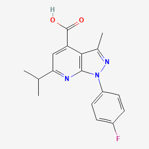 molecular formula C17H16FN3O2 B3073794 1-(4-Fluorophenyl)-6-isopropyl-3-methyl-1H-pyrazolo[3,4-b]pyridine-4-carboxylic acid CAS No. 1018164-74-3