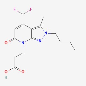 molecular formula C15H19F2N3O3 B3073810 3-[2-丁基-4-(二氟甲基)-3-甲基-6-氧代-2,6-二氢-7H-吡唑并[3,4-b]吡啶-7-基]丙酸 CAS No. 1018165-14-4
