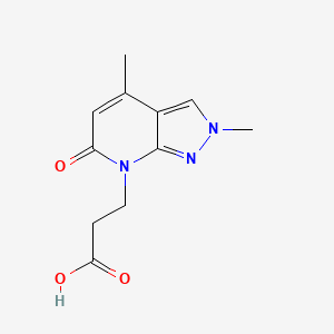 molecular formula C11H13N3O3 B3073819 3-(2,4-dimethyl-6-oxo-2,6-dihydro-7H-pyrazolo[3,4-b]pyridin-7-yl)propanoic acid CAS No. 1018165-46-2