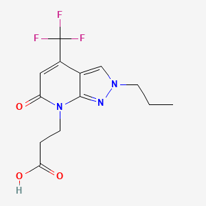 molecular formula C13H14F3N3O3 B3073822 3-[6-oxo-2-propyl-4-(trifluoromethyl)-2,6-dihydro-7H-pyrazolo[3,4-b]pyridin-7-yl]propanoic acid CAS No. 1018165-97-3