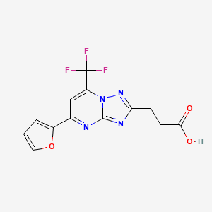 molecular formula C13H9F3N4O3 B3073826 3-(5-(呋喃-2-基)-7-(三氟甲基)-[1,2,4]三唑并[1,5-a]嘧啶-2-基)丙酸 CAS No. 1018166-13-6
