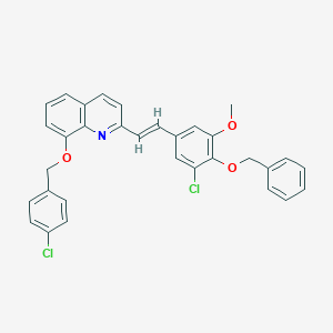 molecular formula C32H25Cl2NO3 B307384 2-{2-[4-(Benzyloxy)-3-chloro-5-methoxyphenyl]vinyl}-8-[(4-chlorobenzyl)oxy]quinoline 