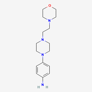molecular formula C16H26N4O B3073847 4-{4-[2-(Morpholin-4-yl)ethyl]piperazin-1-yl}aniline CAS No. 1018250-14-0