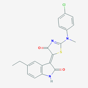 molecular formula C20H16ClN3O2S B307387 (5Z)-2-(4-chloro-N-methylanilino)-5-(5-ethyl-2-oxo-1H-indol-3-ylidene)-1,3-thiazol-4-one 