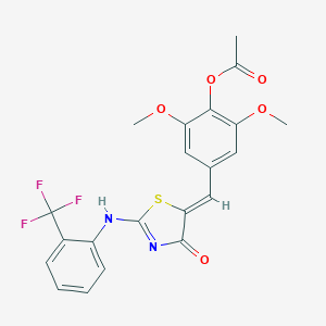 [2,6-dimethoxy-4-[(Z)-[4-oxo-2-[2-(trifluoromethyl)anilino]-1,3-thiazol-5-ylidene]methyl]phenyl] acetate
