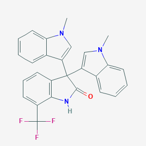 molecular formula C27H20F3N3O B307394 7-(trifluoromethyl)-1,3-dihydro-3,3-bis(1-methyl-1H-indol-3-yl)-2H-indol-2-one 
