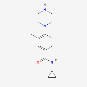 molecular formula C15H21N3O B3073952 N-Cyclopropyl-3-methyl-4-(piperazin-1-yl)benzamide CAS No. 1018531-35-5