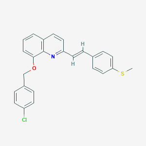 molecular formula C25H20ClNOS B307401 8-[(4-Chlorobenzyl)oxy]-2-{2-[4-(methylsulfanyl)phenyl]vinyl}quinoline 