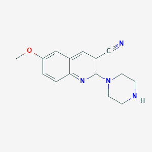 molecular formula C15H16N4O B3074012 6-Methoxy-2-(piperazin-1-yl)quinoline-3-carbonitrile CAS No. 1018618-05-7