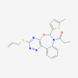 molecular formula C21H20N4O2S2 B307408 Allyl 6-(5-methyl-2-thienyl)-7-propionyl-6,7-dihydro[1,2,4]triazino[5,6-d][3,1]benzoxazepin-3-yl sulfide 