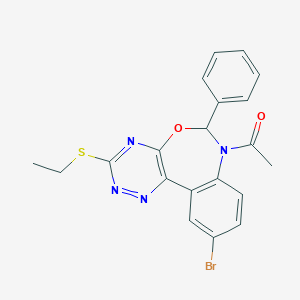molecular formula C20H17BrN4O2S B307419 1-[10-bromo-3-(ethylsulfanyl)-6-phenyl[1,2,4]triazino[5,6-d][3,1]benzoxazepin-7(6H)-yl]ethanone 