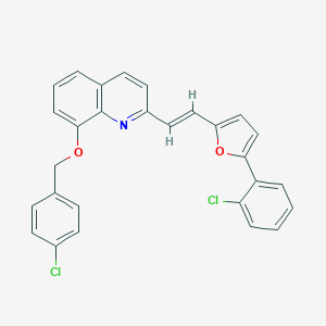 molecular formula C28H19Cl2NO2 B307427 8-[(4-Chlorobenzyl)oxy]-2-{2-[5-(2-chlorophenyl)-2-furyl]vinyl}quinoline 