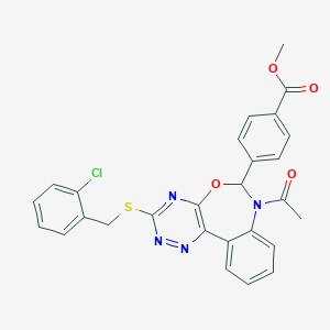molecular formula C27H21ClN4O4S B307447 Methyl 4-{7-acetyl-3-[(2-chlorobenzyl)sulfanyl]-6,7-dihydro[1,2,4]triazino[5,6-d][3,1]benzoxazepin-6-yl}benzoate 