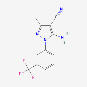molecular formula C12H9F3N4 B3074470 5-Amino-3-methyl-1-[3-(trifluoromethyl)phenyl]pyrazole-4-carbonitrile CAS No. 1020057-94-6