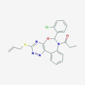 molecular formula C22H19ClN4O2S B307448 Allyl 6-(2-chlorophenyl)-7-propionyl-6,7-dihydro[1,2,4]triazino[5,6-d][3,1]benzoxazepin-3-yl sulfide 