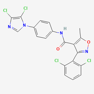 molecular formula C20H12Cl4N4O2 B3074500 N-[4-(4,5-dichloroimidazol-1-yl)phenyl]-3-(2,6-dichlorophenyl)-5-methyl-1,2-oxazole-4-carboxamide CAS No. 1020252-49-6