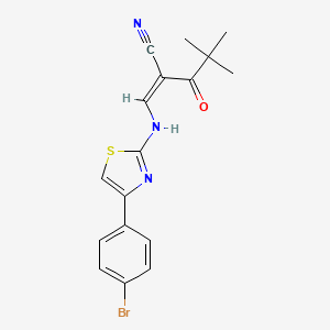 molecular formula C17H16BrN3OS B3074509 (2Z)-2-({[4-(4-bromophenyl)-1,3-thiazol-2-yl]amino}methylidene)-4,4-dimethyl-3-oxopentanenitrile CAS No. 1020252-68-9