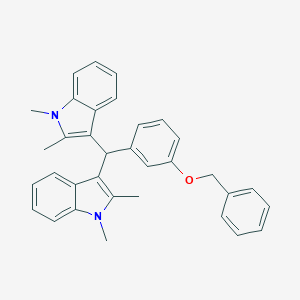 molecular formula C34H32N2O B307453 benzyl 3-[bis(1,2-dimethyl-1H-indol-3-yl)methyl]phenyl ether 