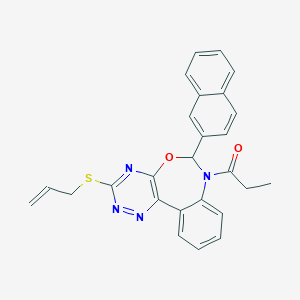 molecular formula C26H22N4O2S B307459 Allyl 6-(2-naphthyl)-7-propionyl-6,7-dihydro[1,2,4]triazino[5,6-d][3,1]benzoxazepin-3-yl sulfide 