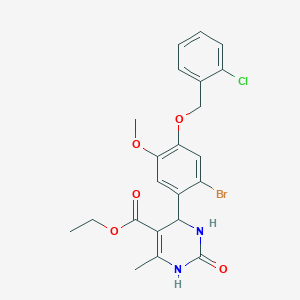 molecular formula C22H22BrClN2O5 B307461 Ethyl 4-{2-bromo-4-[(2-chlorobenzyl)oxy]-5-methoxyphenyl}-6-methyl-2-oxo-1,2,3,4-tetrahydro-5-pyrimidinecarboxylate 