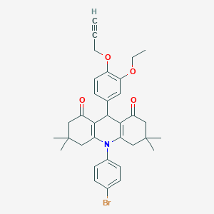 molecular formula C34H36BrNO4 B307462 10-(4-bromophenyl)-9-[3-ethoxy-4-(2-propynyloxy)phenyl]-3,3,6,6-tetramethyl-3,4,6,7,9,10-hexahydro-1,8(2H,5H)-acridinedione 
