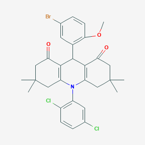 molecular formula C30H30BrCl2NO3 B307463 9-(5-bromo-2-methoxyphenyl)-10-(2,5-dichlorophenyl)-3,3,6,6-tetramethyl-3,4,6,7,9,10-hexahydro-1,8(2H,5H)-acridinedione 