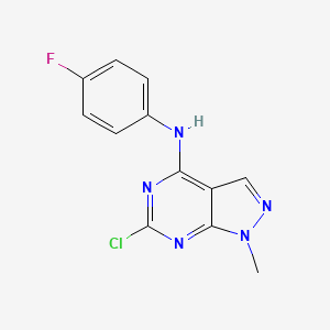 molecular formula C12H9ClFN5 B3074683 6-chloro-N-(4-fluorophenyl)-1-methyl-1H-pyrazolo[3,4-d]pyrimidin-4-amine CAS No. 1021268-94-9