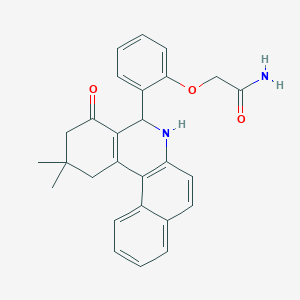 molecular formula C27H26N2O3 B307470 2-[2-(2,2-Dimethyl-4-oxo-1,2,3,4,5,6-hexahydrobenzo[a]phenanthridin-5-yl)phenoxy]acetamide 