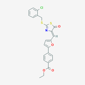 ethyl 4-{5-[(2-[(2-chlorobenzyl)sulfanyl]-5-oxo-1,3-thiazol-4(5H)-ylidene)methyl]-2-furyl}benzoate
