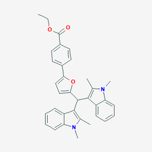 molecular formula C34H32N2O3 B307472 ethyl 4-{5-[bis(1,2-dimethyl-1H-indol-3-yl)methyl]-2-furyl}benzoate 
