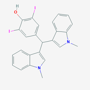 molecular formula C25H20I2N2O B307476 4-[Bis(1-methylindol-3-yl)methyl]-2,6-diiodophenol 