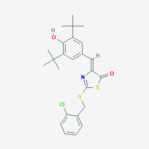 molecular formula C25H28ClNO2S2 B307486 2-[(2-chlorobenzyl)sulfanyl]-4-(3,5-ditert-butyl-4-hydroxybenzylidene)-1,3-thiazol-5(4H)-one 