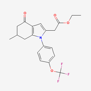 molecular formula C20H20F3NO4 B3074876 Ethyl 2-[6-methyl-4-oxo-1-[4-(trifluoromethoxy)phenyl]-6,7-dihydro-5H-indol-2-yl]acetate CAS No. 1024206-85-6
