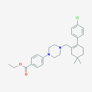B030749 Benzoic acid, 4-[4-[[2-(4-chlorophenyl)-5,5-dimethyl-1-cyclohexen-1-yl]methyl]-1-piperazinyl]-, ethyl ester CAS No. 1065604-70-7