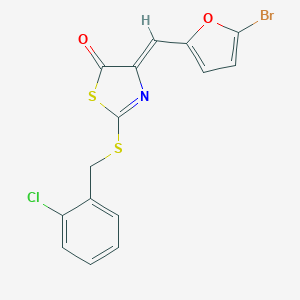 molecular formula C15H9BrClNO2S2 B307491 4-[(5-bromo-2-furyl)methylene]-2-[(2-chlorobenzyl)sulfanyl]-1,3-thiazol-5(4H)-one 