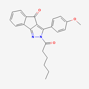 molecular formula C23H22N2O3 B3074935 2-Hexanoyl-3-(4-methoxyphenyl)indeno[3,2-C]pyrazol-4-one CAS No. 1024400-95-0
