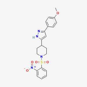 molecular formula C21H22N4O5S B3074948 4-[3-(4-甲氧基苯基)-1H-吡唑-5-基]-1-(2-硝基苯基)磺酰基哌啶 CAS No. 1024592-70-8