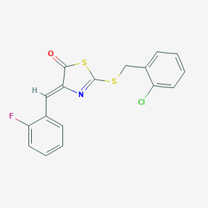 molecular formula C17H11ClFNOS2 B307495 2-[(2-chlorobenzyl)sulfanyl]-4-(2-fluorobenzylidene)-1,3-thiazol-5(4H)-one 
