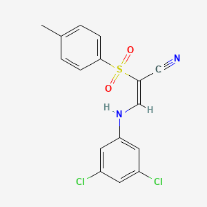 molecular formula C16H12Cl2N2O2S B3074959 (2Z)-3-[(3,5-dichlorophenyl)amino]-2-(4-methylbenzenesulfonyl)prop-2-enenitrile CAS No. 1024618-95-8