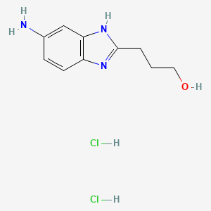 molecular formula C10H15Cl2N3O B3075002 3-(5-Amino-1H-benzoimidazol-2-YL)-propan-1-OL dihydrochloride CAS No. 10252-91-2