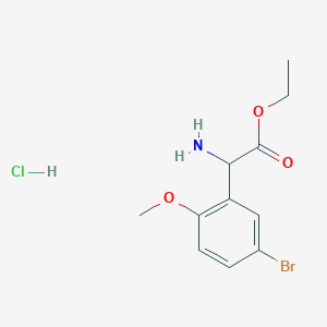 molecular formula C11H15BrClNO3 B3075011 Ethyl amino(5-bromo-2-methoxyphenyl)acetate hydrochloride CAS No. 1025447-51-1