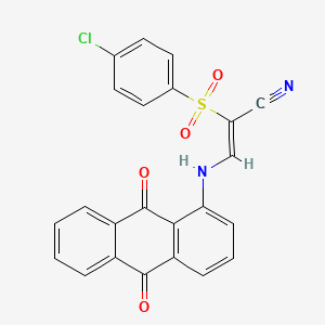 (2Z)-2-(4-chlorobenzenesulfonyl)-3-[(9,10-dioxo-9,10-dihydroanthracen-1-yl)amino]prop-2-enenitrile
