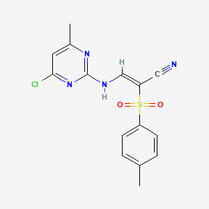 molecular formula C15H13ClN4O2S B3075045 (2Z)-3-[(4-chloro-6-methylpyrimidin-2-yl)amino]-2-(4-methylbenzenesulfonyl)prop-2-enenitrile CAS No. 1025678-47-0