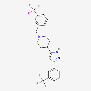 molecular formula C23H21F6N3 B3075061 1-[[3-(trifluoromethyl)phenyl]methyl]-4-[3-[3-(trifluoromethyl)phenyl]-1H-pyrazol-5-yl]piperidine CAS No. 1025724-60-0