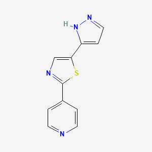 4-[5-(1H-pyrazol-5-yl)-1,3-thiazol-2-yl]pyridine